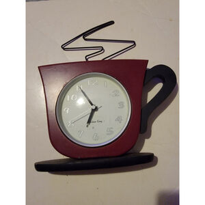 Working Kitchen King Coffee Cup Mug 80s Wall Clock Red Cappuccino Rare Decor